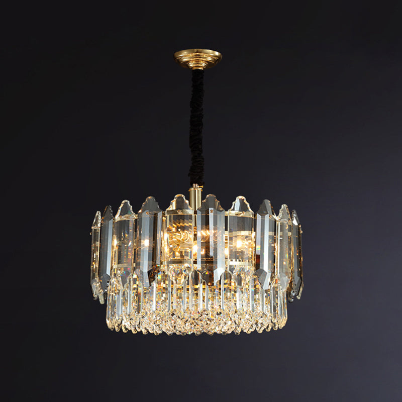 Modern Clear Crystal Ceiling Chandelier For Living Room / 19.5