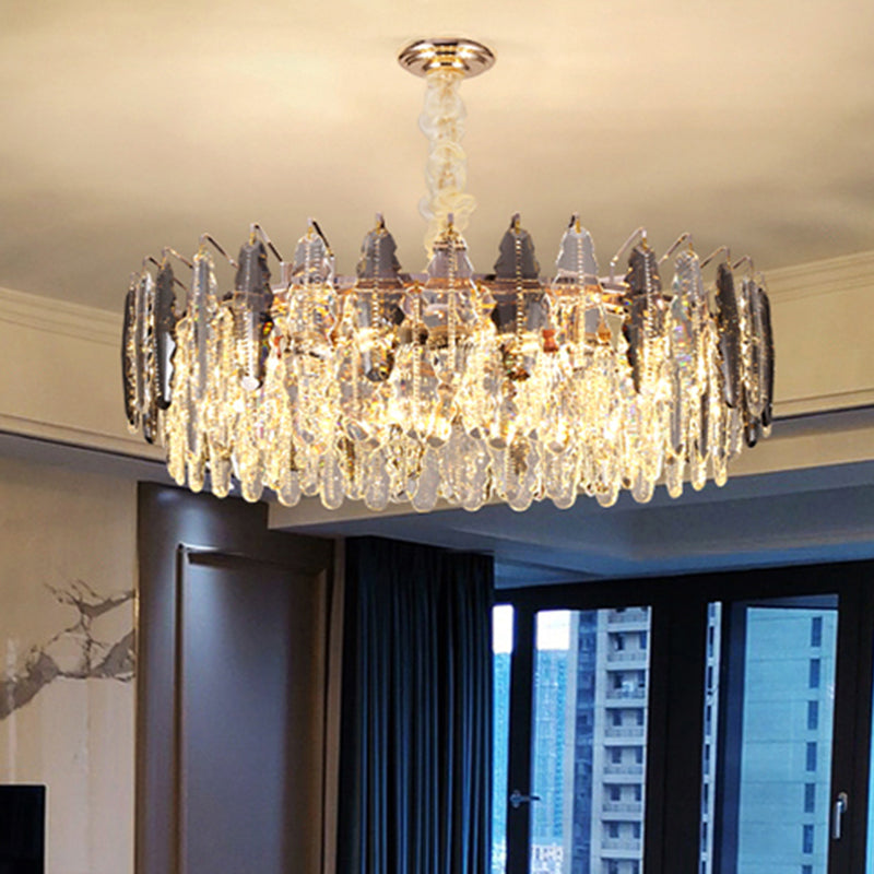 Modern Crystal Leaf Chandelier Pendant Light For Living Room - Clear Hanging