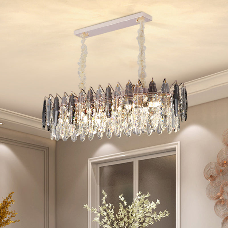 Modern Crystal Leaf Chandelier Pendant Light For Living Room - Clear Hanging / Small Linear