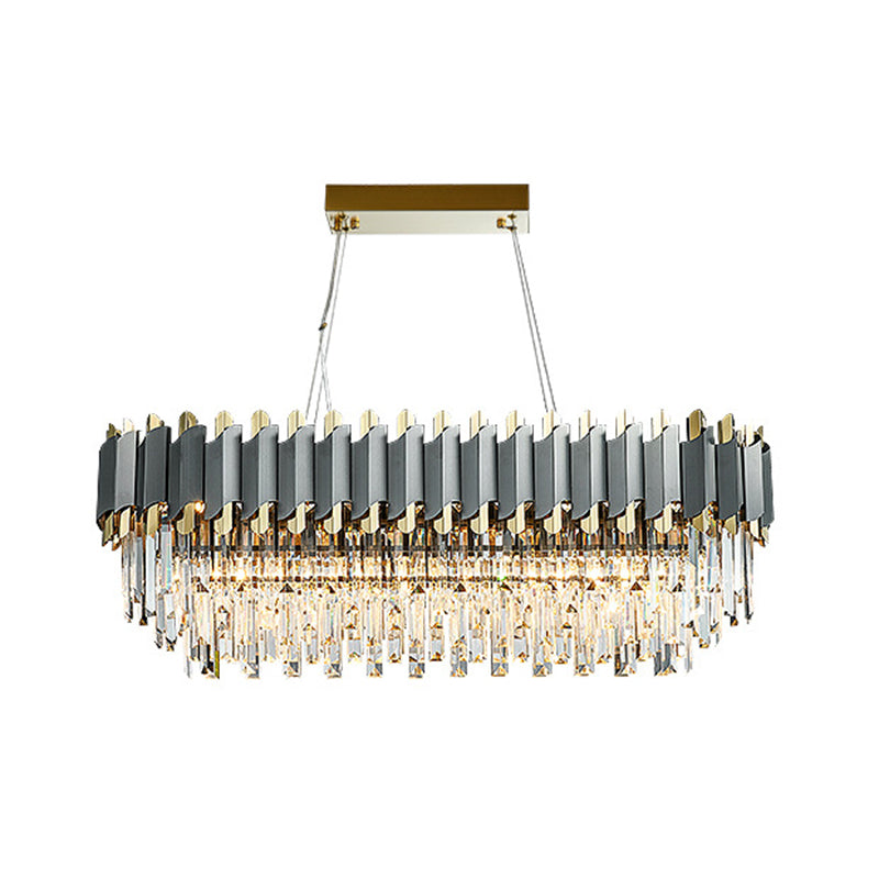 Gold-Black Post-Modern Layered Chandelier Pendant Light With Crystal Accents For Living Room 6 /