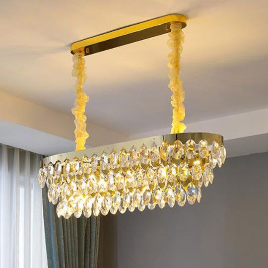 Gold K9 Crystal Chandelier Pendant Light For Living Room - Sleek Multi-Tiered Simplicity / Medium