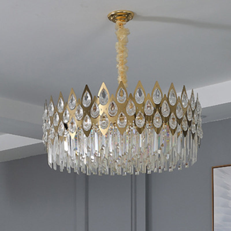 Gold Geometric Living Room Chandelier With Clear Crystal Artistic Suspension Light