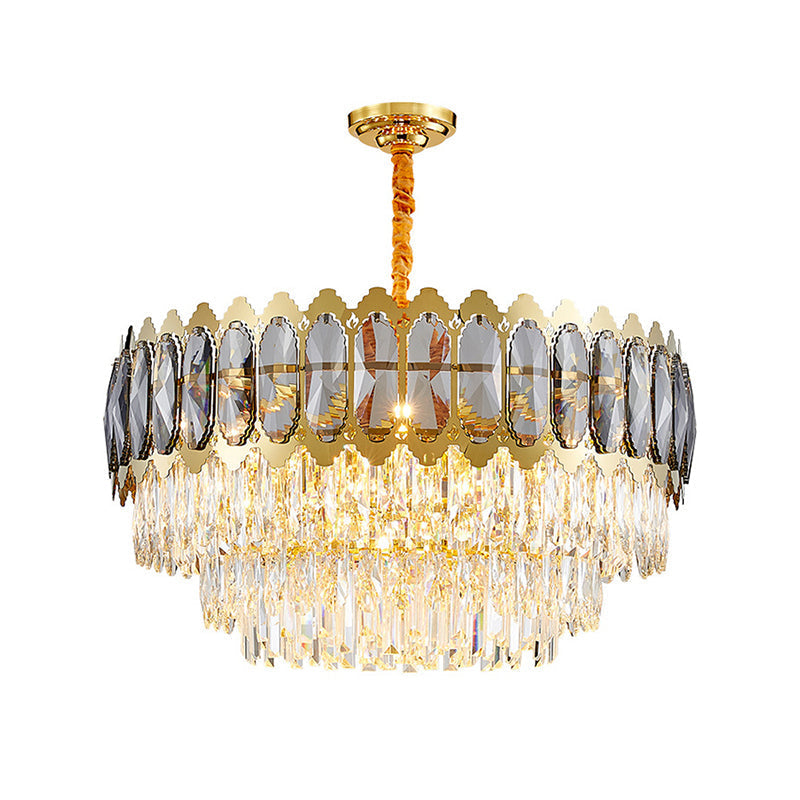 Stunning Faceted Crystal Pendant Light Gold | Minimalist Multi-Tiered Design Perfect For Living