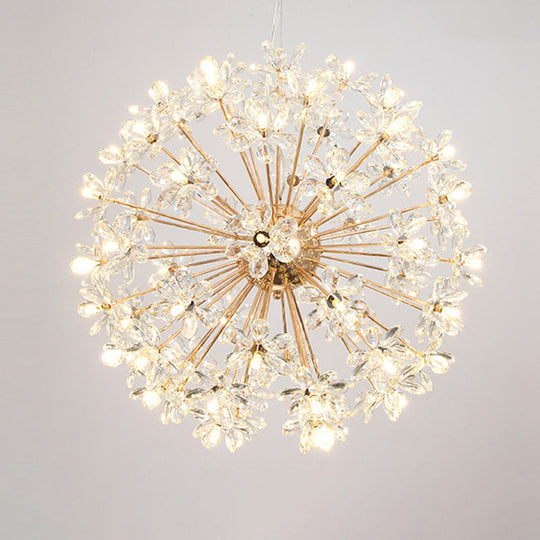 Led Dandelion Chandelier: Crystal Flower Pendant Light For Living Room 64 / Gold