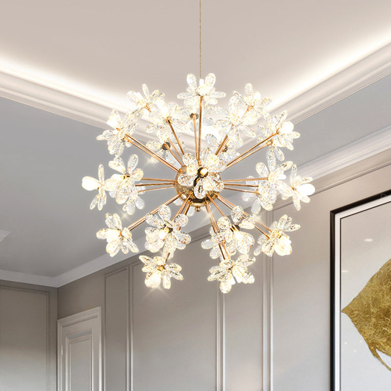 Led Dandelion Chandelier: Crystal Flower Pendant Light For Living Room