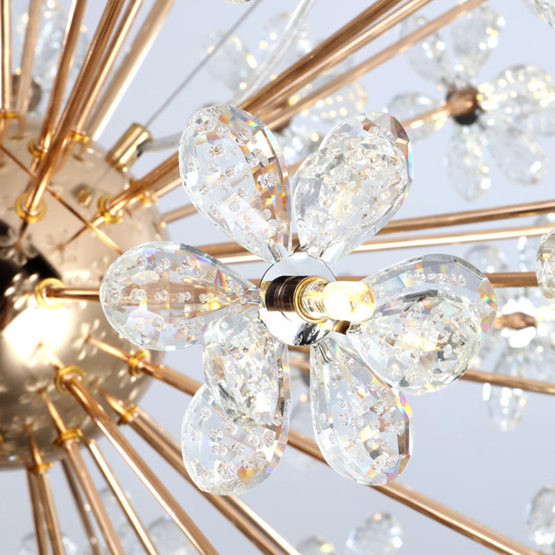 Led Dandelion Chandelier: Crystal Flower Pendant Light For Living Room