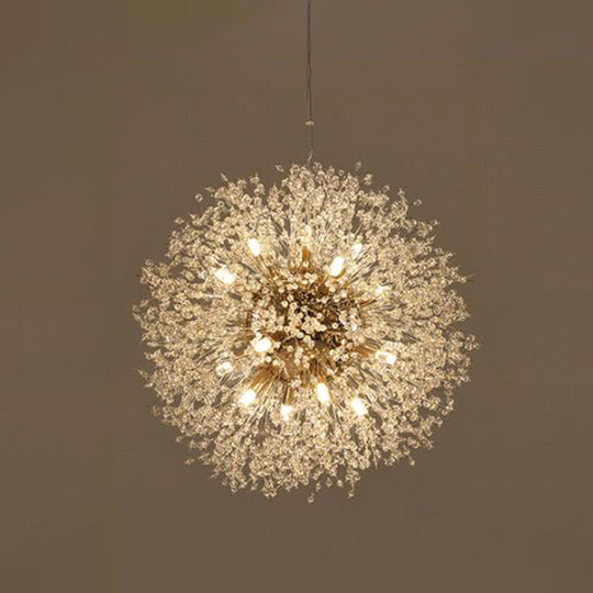 Dandelion Crystal Orb Ceiling Chandelier - Modern Light Fixture For Living Room