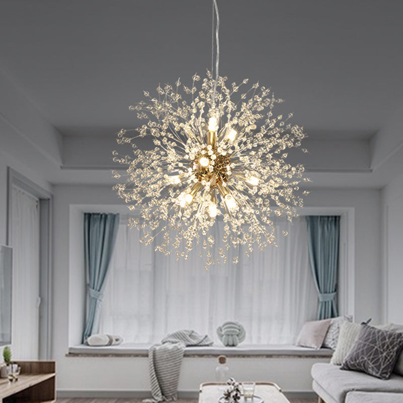Dandelion Crystal Orb Ceiling Chandelier - Modern Light Fixture For Living Room
