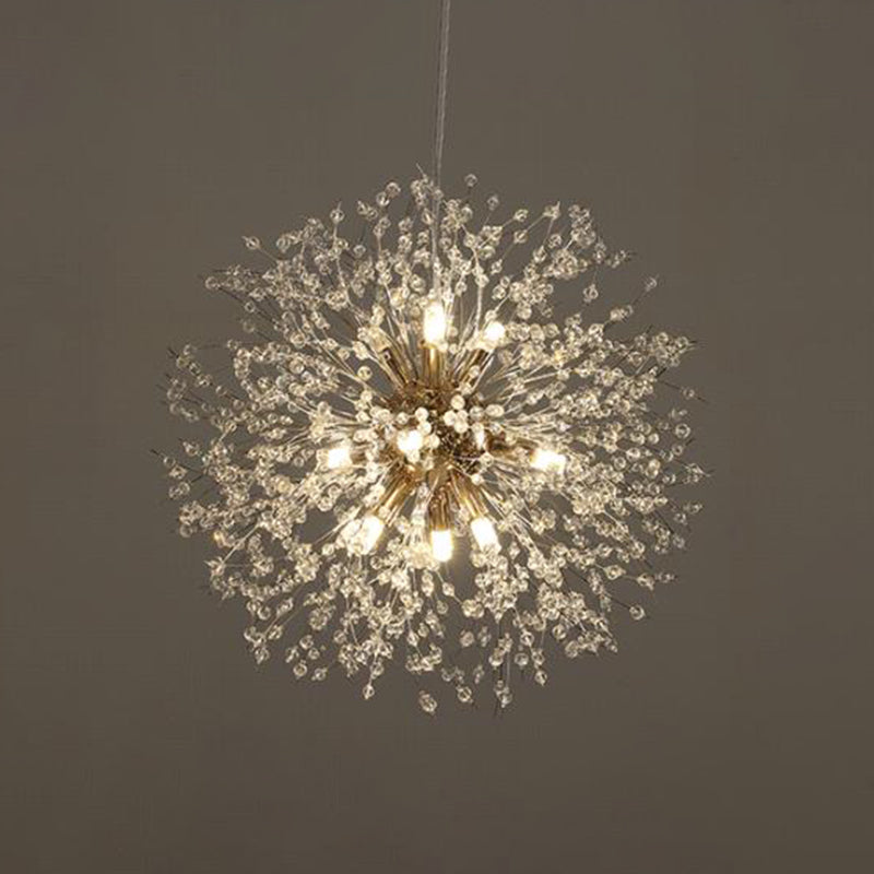 Dandelion Crystal Orb Ceiling Chandelier - Modern Light Fixture For Living Room 9 / Gold Round