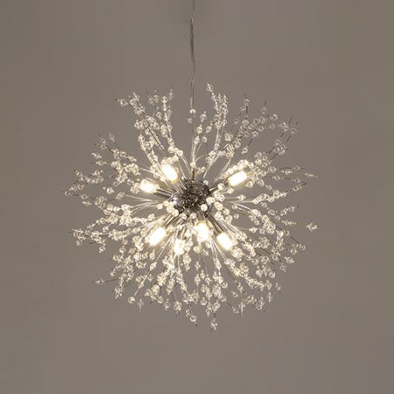 Dandelion Crystal Orb Ceiling Chandelier - Modern Light Fixture For Living Room 8 / Gold Round