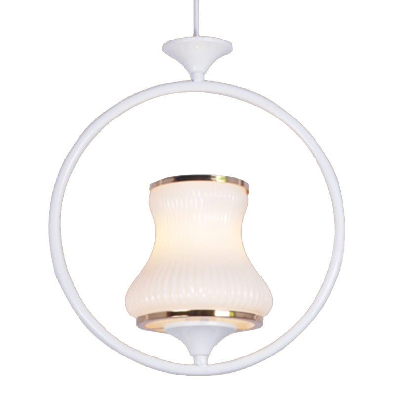 Classic Metal Ceiling Pendant Light With Cup Shade - 1 Black/White/Pink Ideal For Corridors