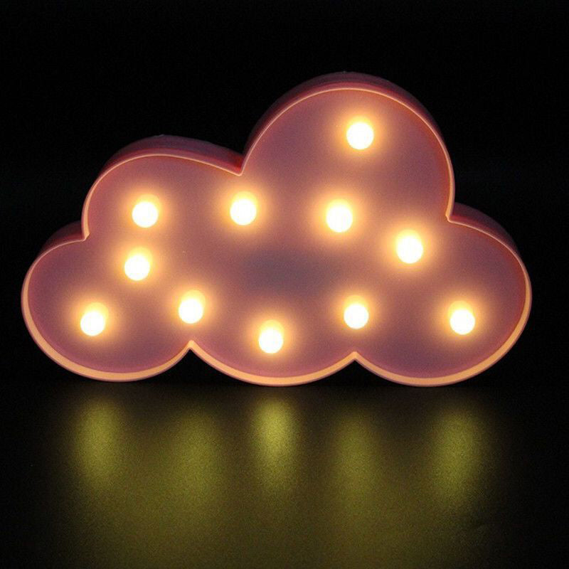 Cloud Shaped Led Nightstand Lamp For Kids Bedroom - Battery Powered Plastic Lighting Pink /