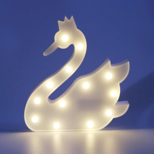 Cartoon Kids Led Table Lamp - Plasric Art Decor Battery Powered Nightstand Lighting White /