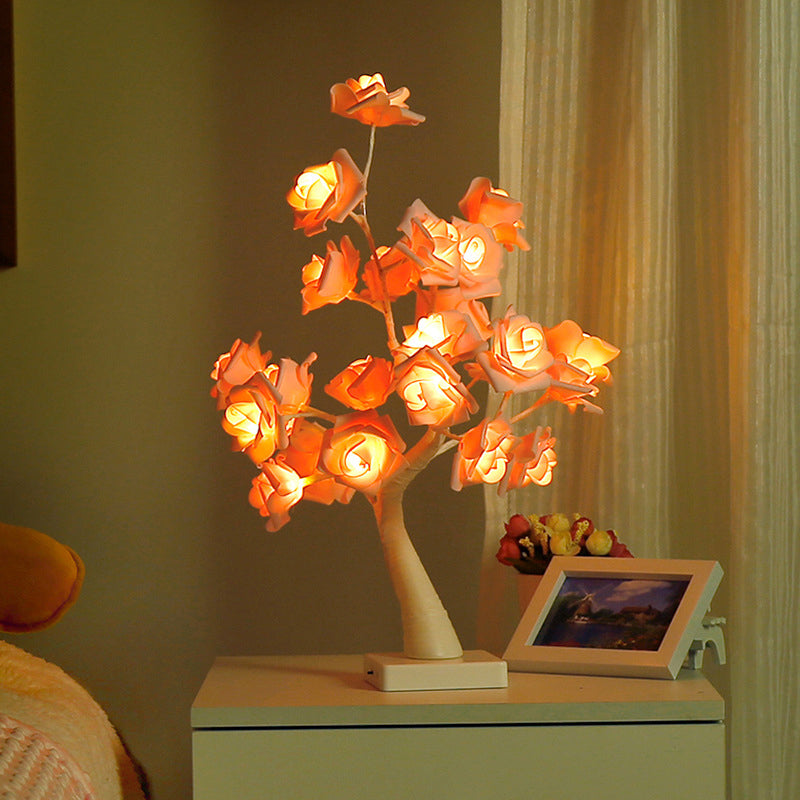Kids Tree-Shaped Led Table Lamp With Usb Charging Port - Bedroom Nightstand Light Pink /