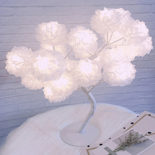 Tree Usb Table Lamp: Kid-Friendly Plastic Nightstand Led Light White /