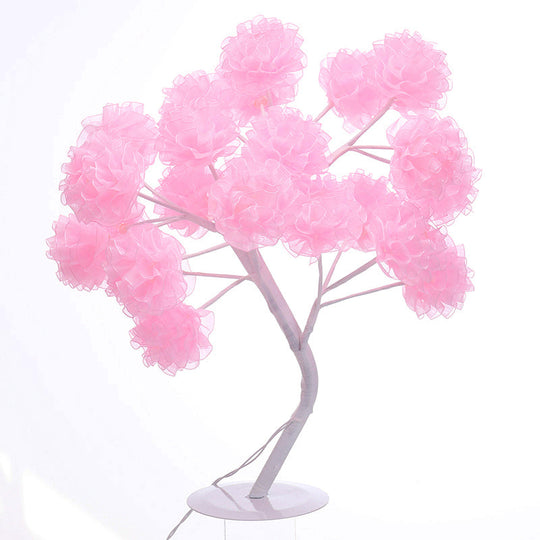 Tree Usb Table Lamp: Kid-Friendly Plastic Nightstand Led Light Pink /