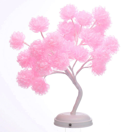 Tree Usb Table Lamp: Kid-Friendly Plastic Nightstand Led Light Pink / Rechargeable