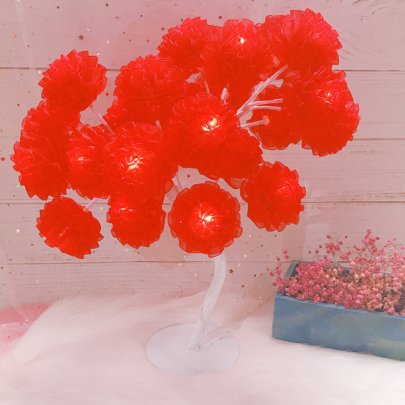 Tree Usb Table Lamp: Kid-Friendly Plastic Nightstand Led Light Red /