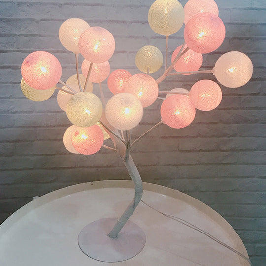 Tree Usb Table Lamp: Kid-Friendly Plastic Nightstand Led Light Pink-Blue /