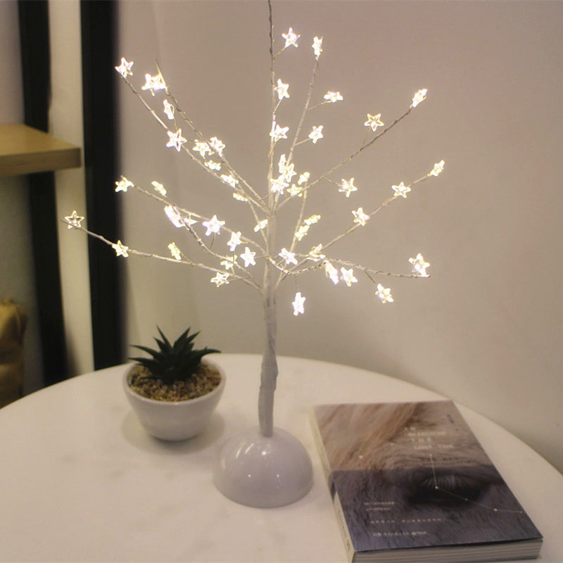 Led Nightstand Lamp: Branch Bedroom Battery Table Lamp For Kids - Plastic Art Decor