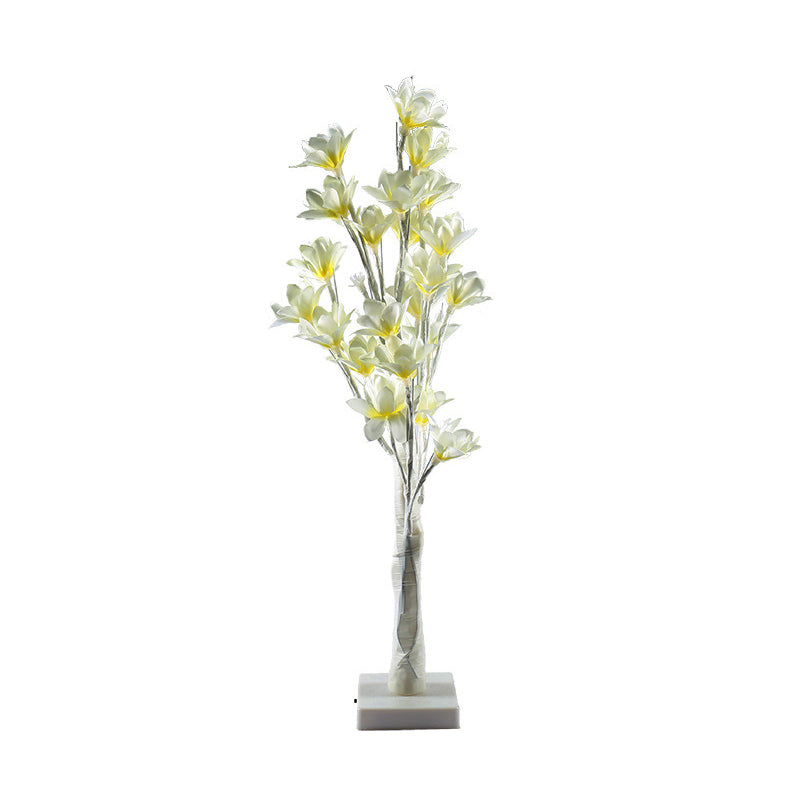 White Led Flower Tree Lamp: Artistic Metallic Usb Table/Floor Lighting For Living Room