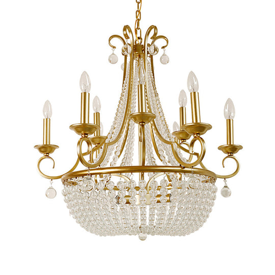 Rustic Crystal Beaded Pendant Chandelier With Candle Design - Perfect For Dining Room Ceiling 12 /