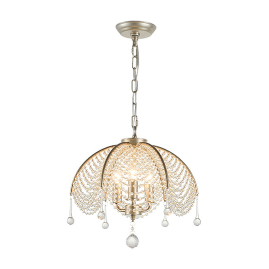 Rustic Kitchen Hanging Lamp With Crystal Accents - Candle Metal Chandelier