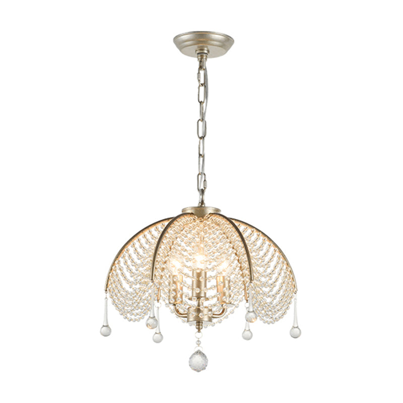 Rustic Kitchen Hanging Lamp With Crystal Accents - Candle Metal Chandelier Gold / Small B