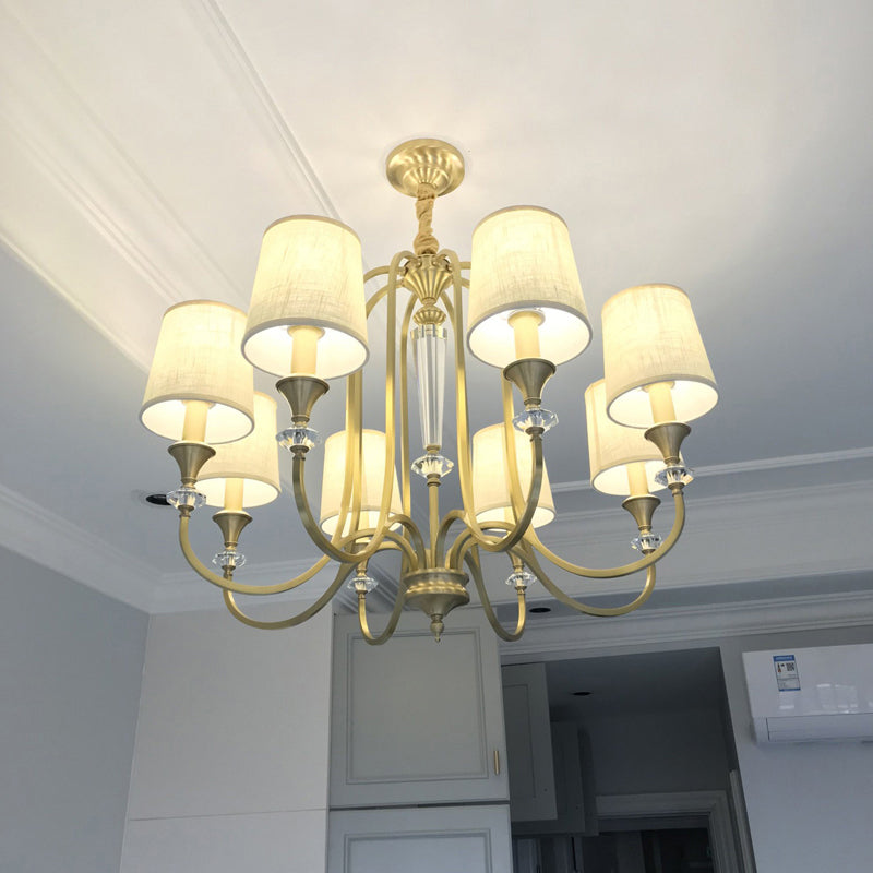 Colonial Candle Chandelier Ceiling Lamp Metallic Suspension For Living Room