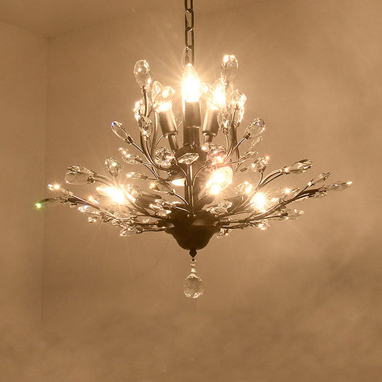 Branch Shaped Crystal Chandelier Pendant Light - Country Style Living Room Fixture
