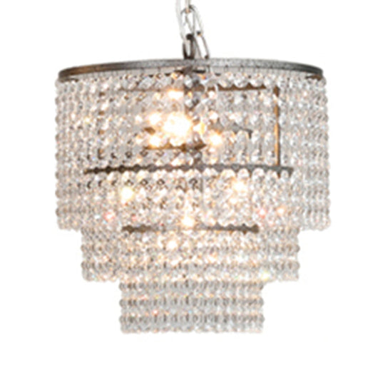 Rustic Crystal Strand Chrome Chandelier Pendant - Elegant Living Room Hanging Light / 13