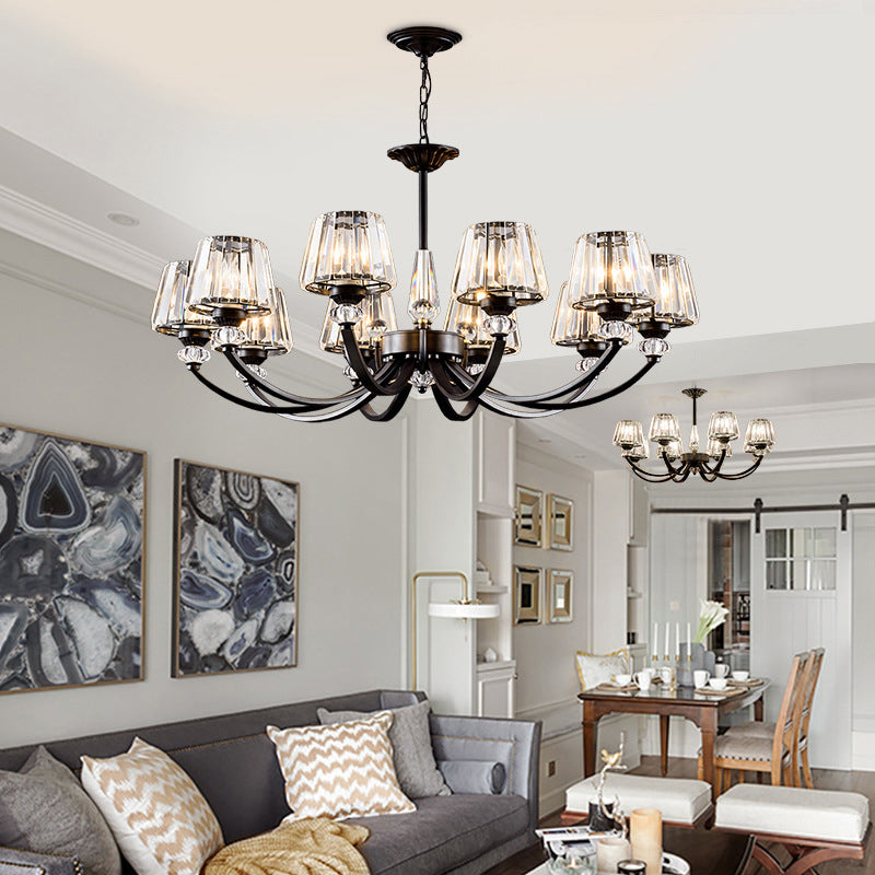 Classic Black Ceiling Pendant Lamp With Crystal Cone Shade For Bedroom Chandelier 10 /