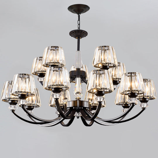 Classic Black Ceiling Pendant Lamp With Crystal Cone Shade For Bedroom Chandelier 15 /