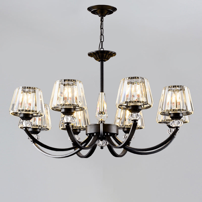 Classic Black Ceiling Pendant Lamp With Crystal Cone Shade For Bedroom Chandelier 8 /