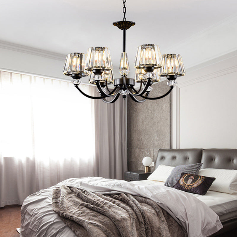 Classic Black Ceiling Pendant Lamp With Crystal Cone Shade For Bedroom Chandelier 6 /