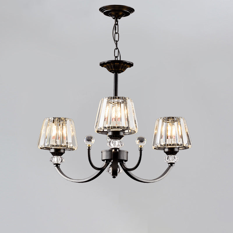 Classic Black Ceiling Pendant Lamp With Crystal Cone Shade For Bedroom Chandelier 3 /