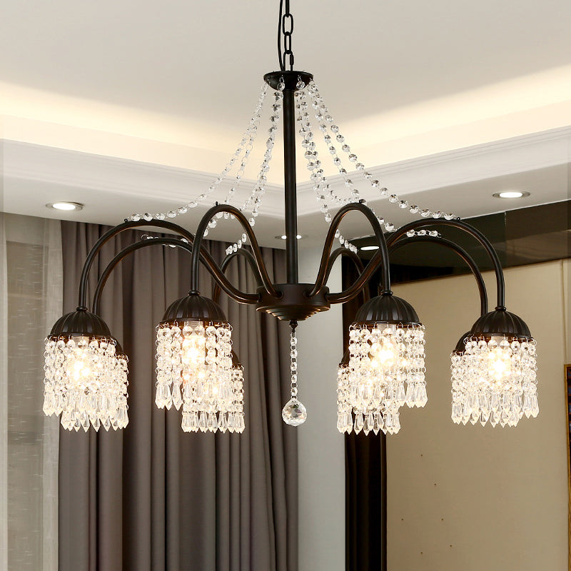 Led Crystal Tassel Chandelier - Country Style Hanging Light For Living Room