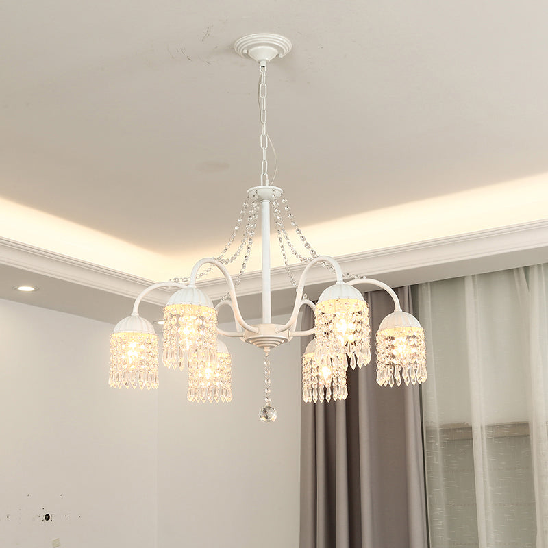 Led Crystal Tassel Chandelier - Country Style Hanging Light For Living Room