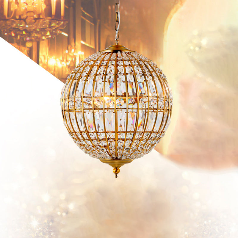 Classic Clear Crystal Sphere Pendant Chandelier For Dining Room Down Lighting