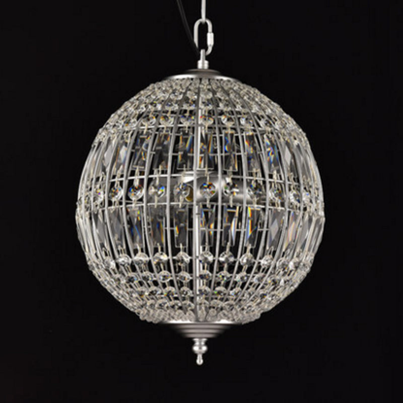 Classic Clear Crystal Sphere Pendant Chandelier For Dining Room Down Lighting 3 / Silver