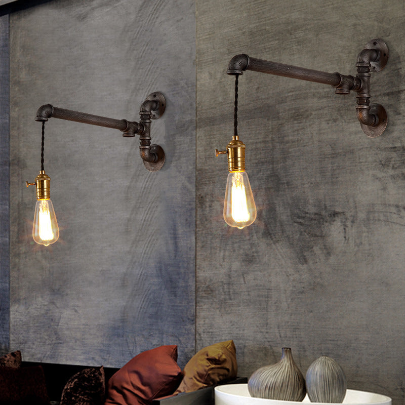 Black Metal Sconce Light With Hanging Shade - Industrial Wall Mounted Lighting For Dining Room 1 /