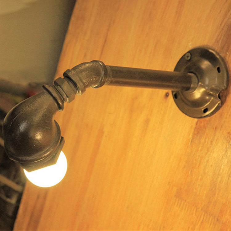 Pipe Design Exposed Bulb Wall Sconce In Black/Bronze Finish Bronze