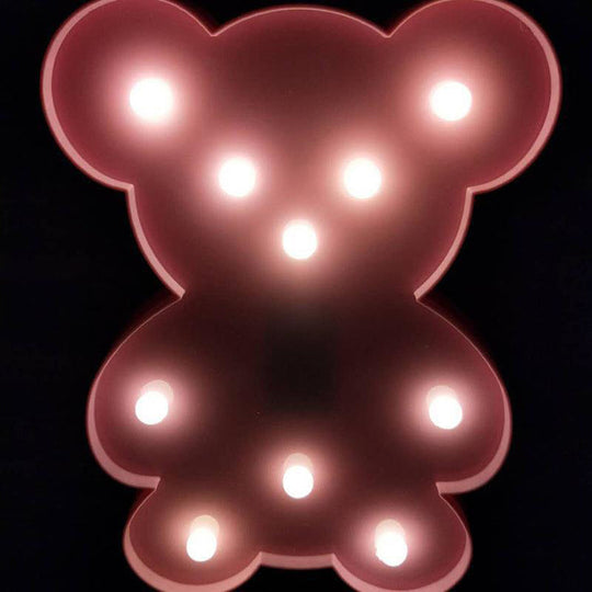 Kids Bedroom Led Animal Nightlight - Pink Plastic Battery-Operated Lamp With Fun Shape / Battery B
