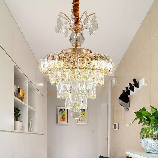Modern Gold Crystal Led Chandelier Light Fixture For Dining Room - 12/18 Wide / 18