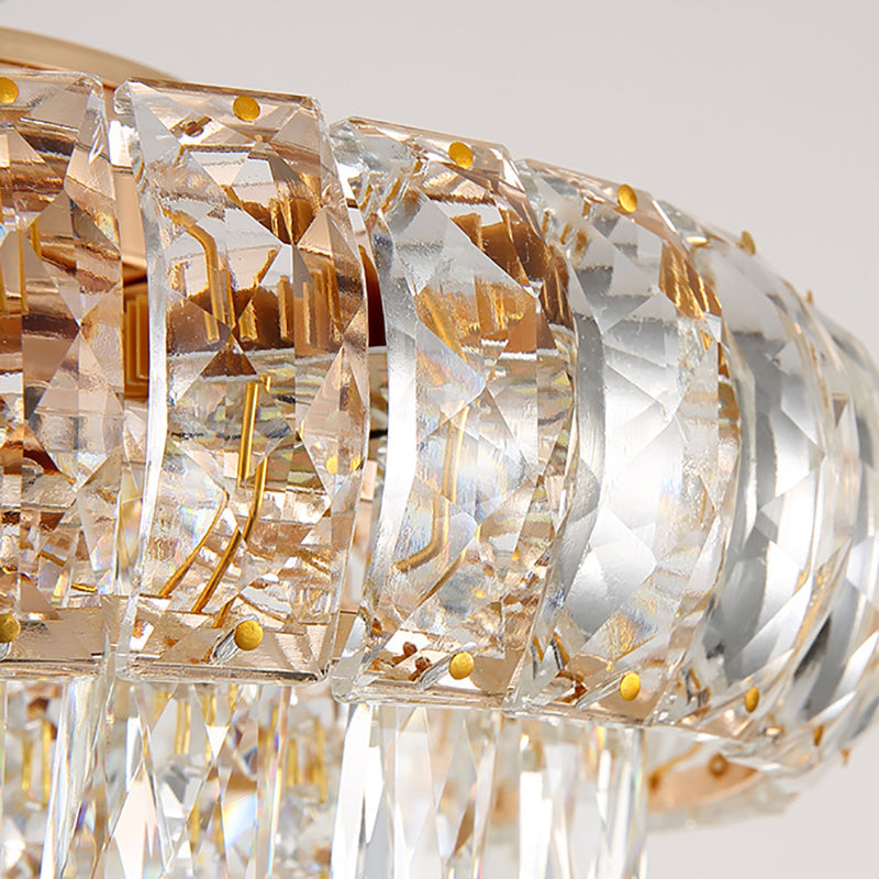 Modern Gold Crystal Led Chandelier Light Fixture For Dining Room - 12/18 Wide
