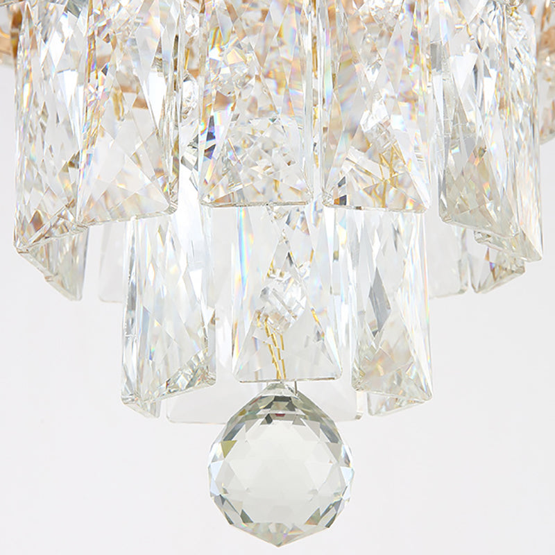 Modern Gold Crystal Led Chandelier Light Fixture For Dining Room - 12/18 Wide