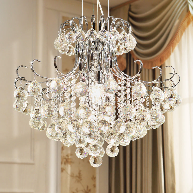 Modern Flared Crystal Chandelier: 3-Light Clear/Red/Black Hanging Lamp Kit For Living Room Clear
