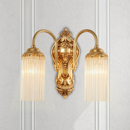 Modern Gold Cylinder Wall Sconce With Crystal Rod Shade Nordic Style | Metal Mount Light 2 /
