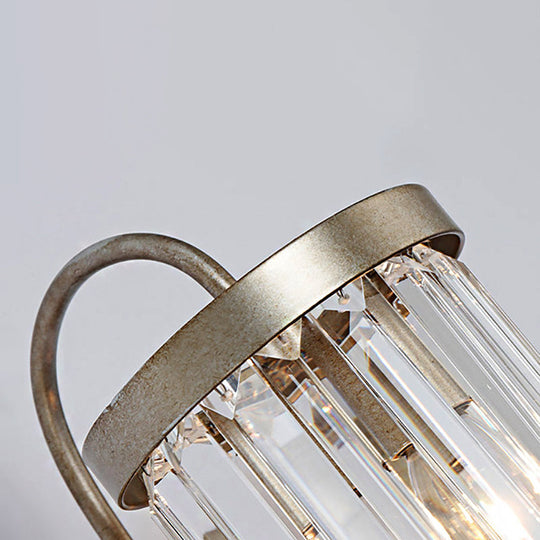 Modern Prismatic Crystal Cylinder Wall Light Fixture - Gold/Black Mount