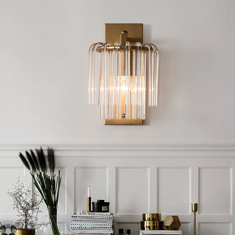 Brass Wall Sconce With Crystal Rod Shade - Modern & Chic Design